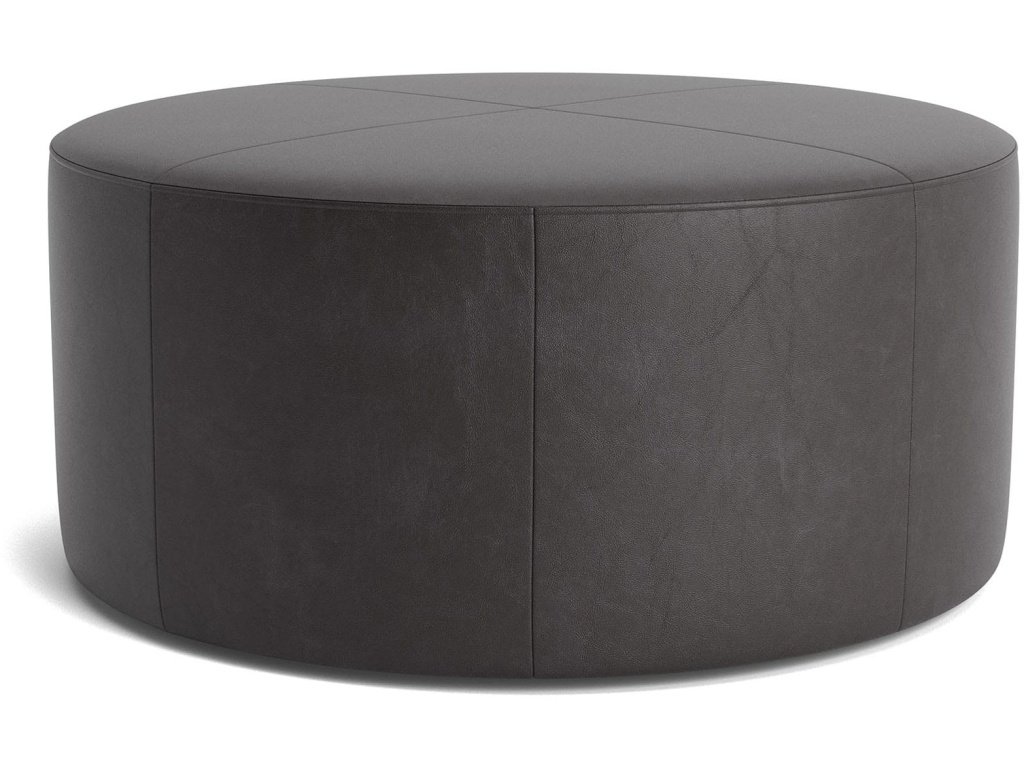 Kelly Leather Round Ottoman