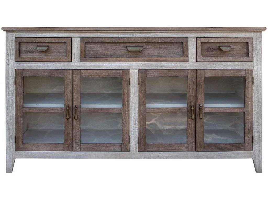 3 Drawer 4 Glass Door Console