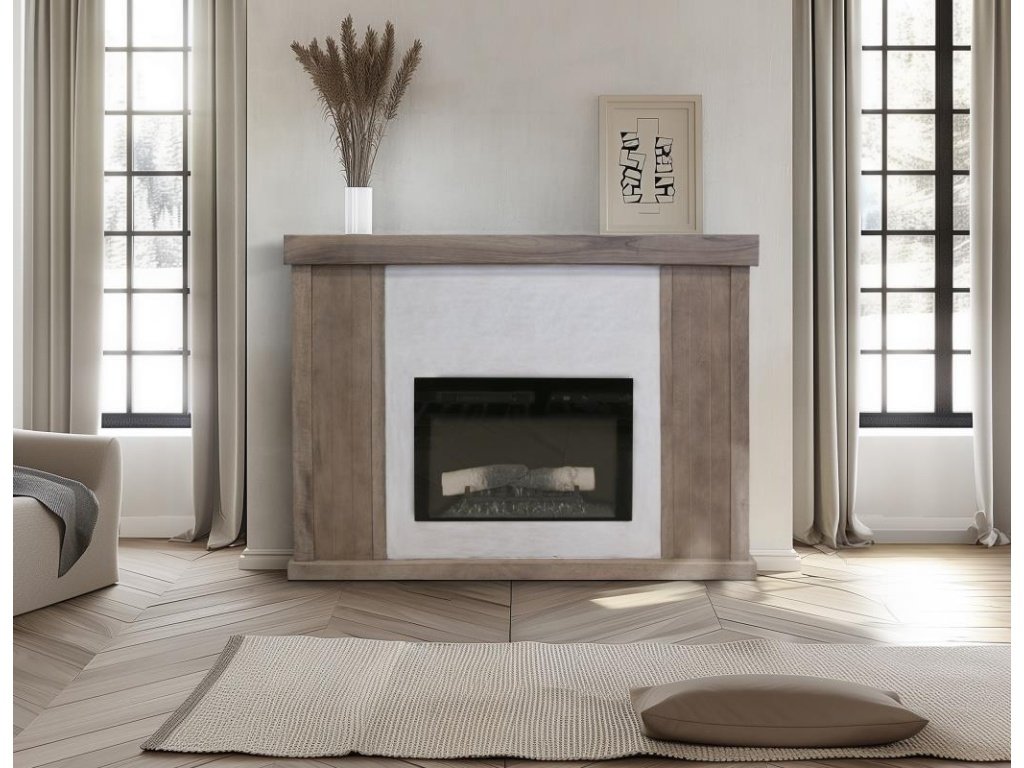 Natural Parota Electric Fireplace Console