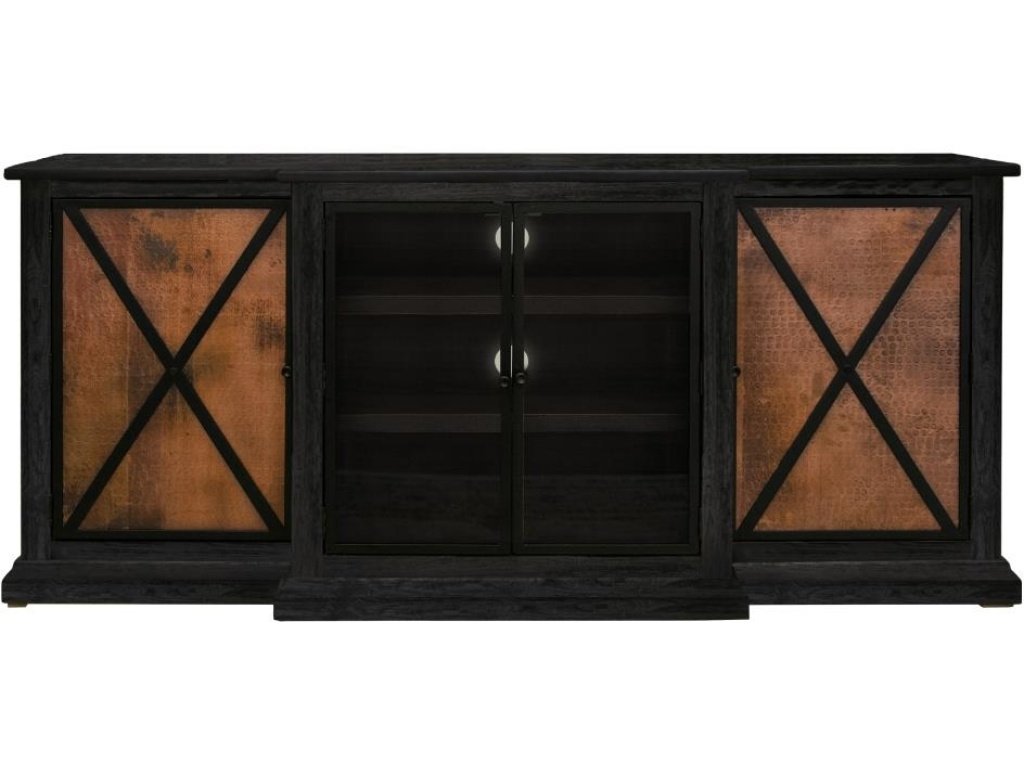 2 Copper-Paneled Door 2 Glass Door Console