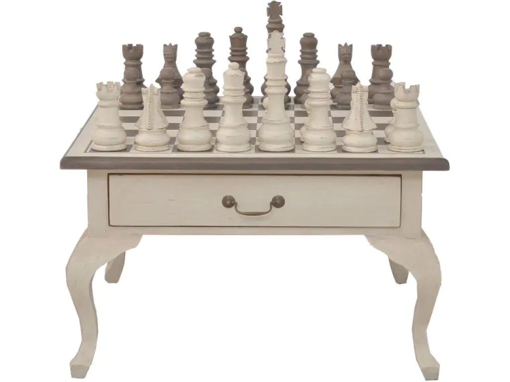 Gentleman's Chess Table 2 Drawer w/ Chess Set