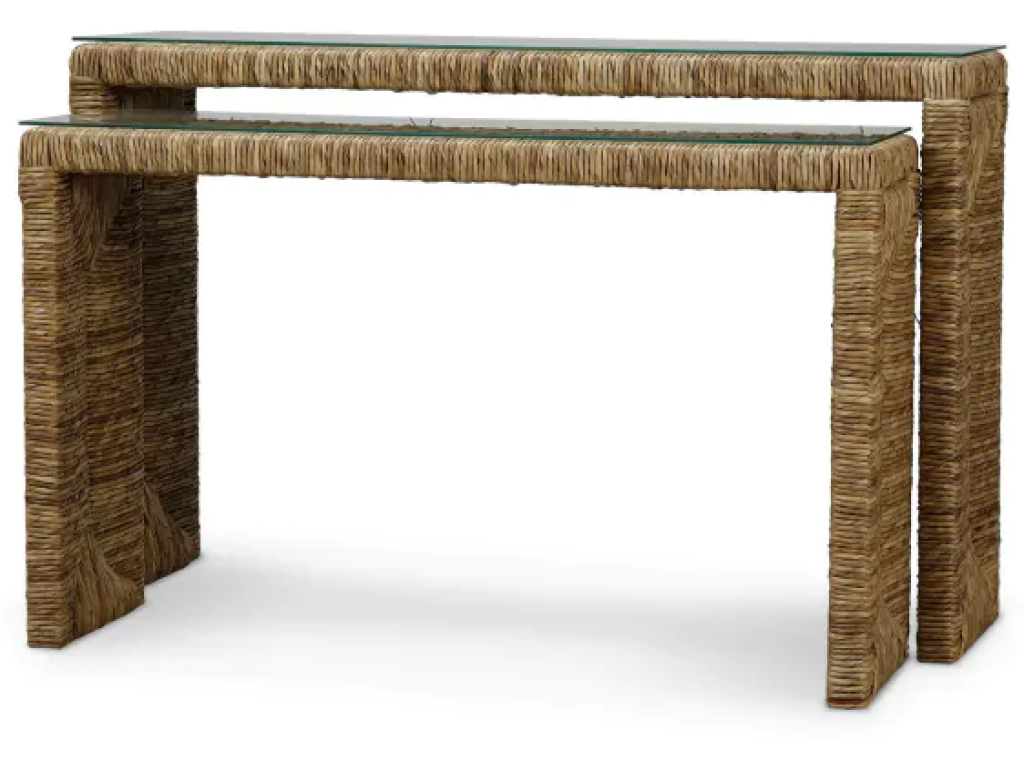 Tuscan Rush Nesting Console w/ Tempered Glass