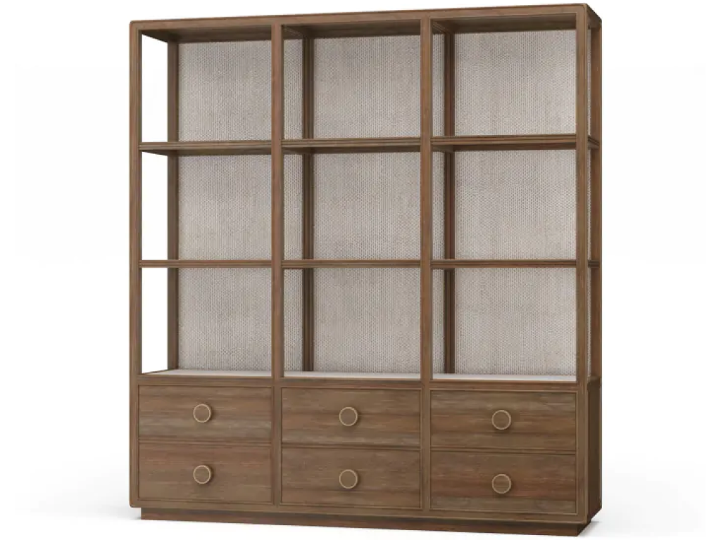 Cohan Open Cabinet w/ 6 Drawers w/ Rattan