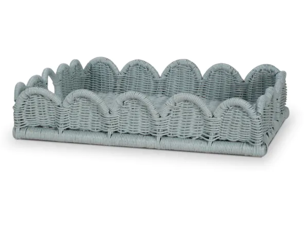 Scalloped Rattan Tray