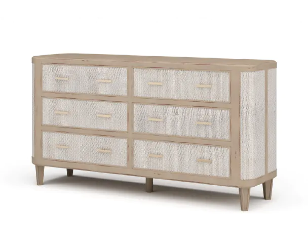 Lexington 6 Drawer Dresser w/ Rattan