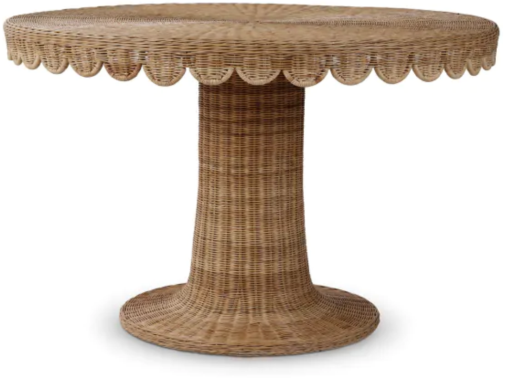 Scalloped Round Rattan Dining Table 48''