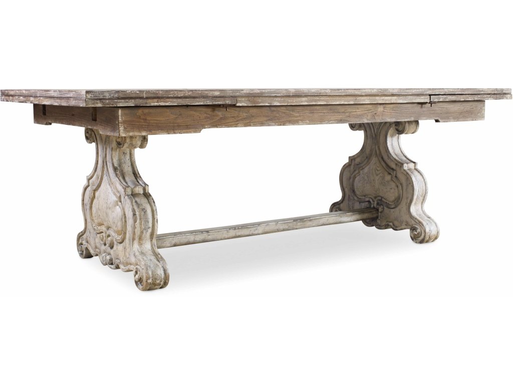 Chatelet Refectory Rectangle Trestle Dining Table With Two 22'' Leaves