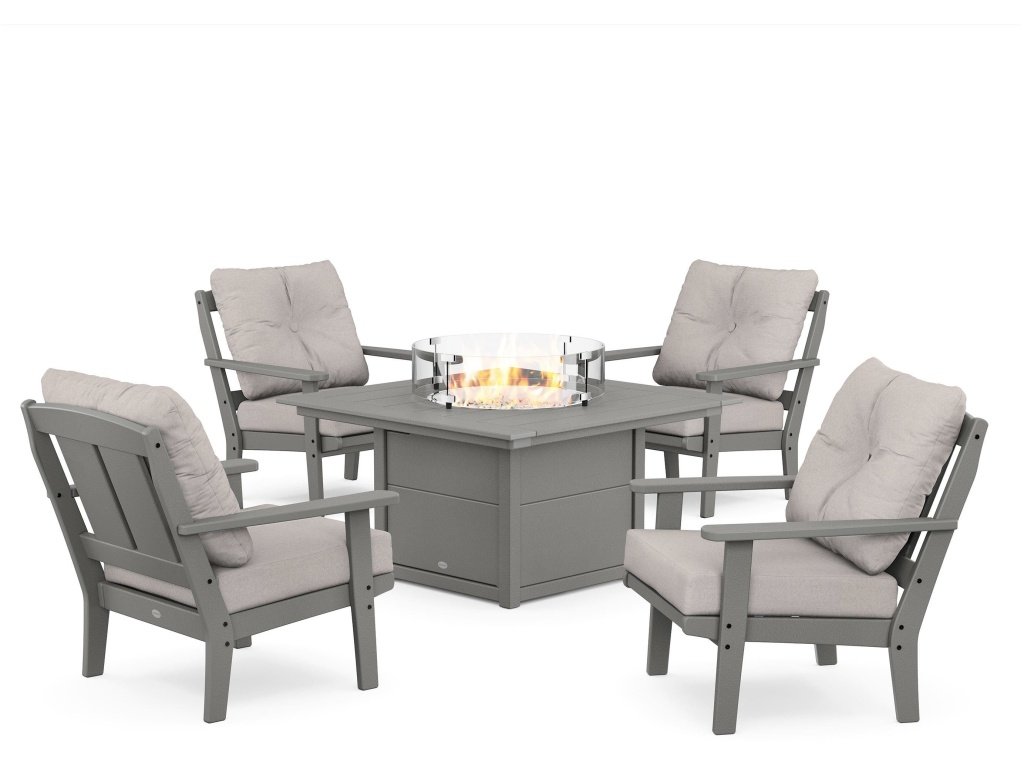 Mission 5-Piece Deep Seating Set With Fire Pit Table