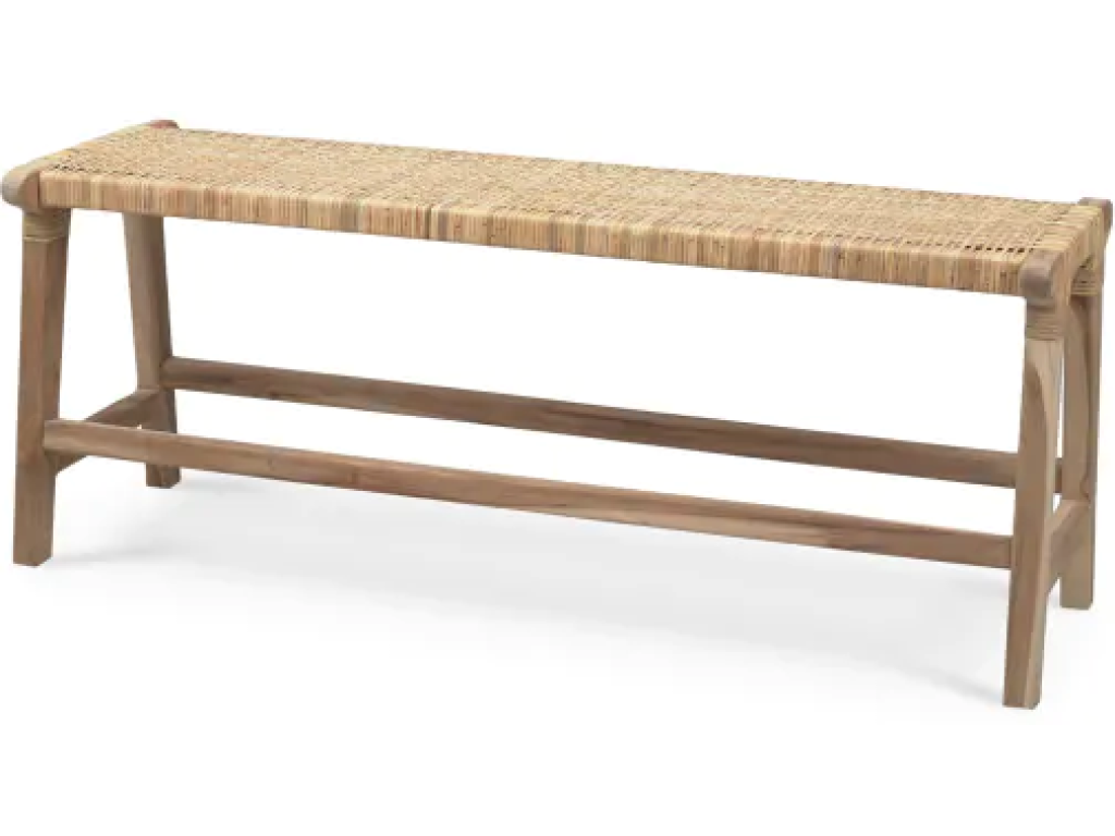 Logan Bench w/ Rattan - Teak