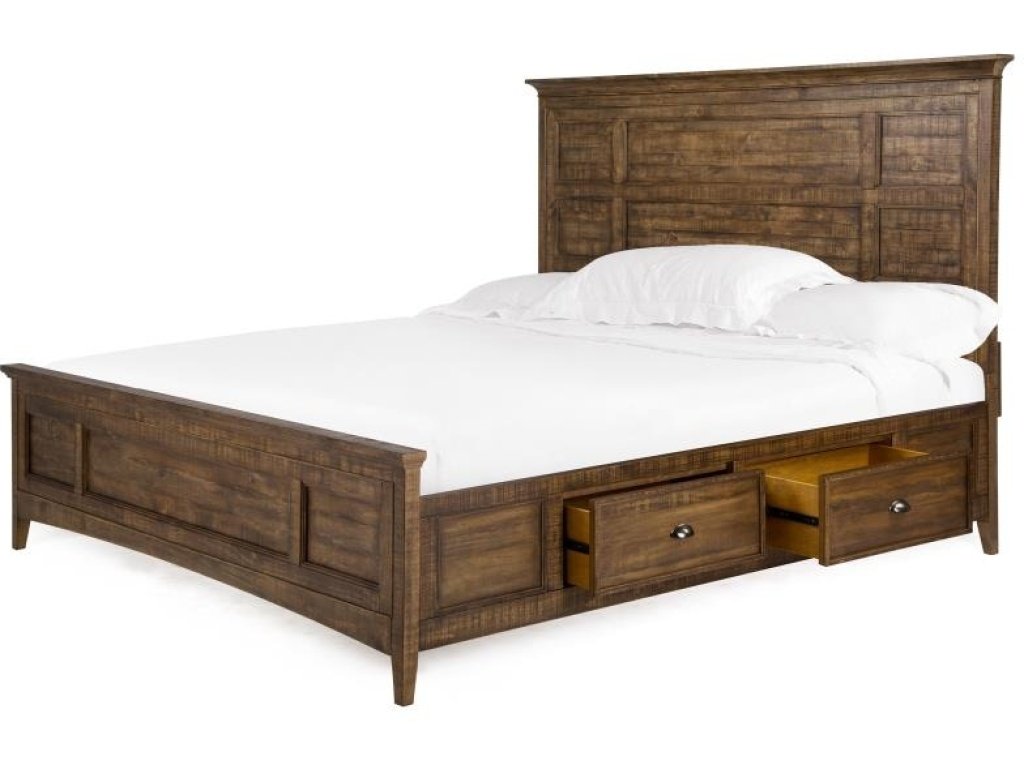 Complete Queen Panel Bed with Storage Rails