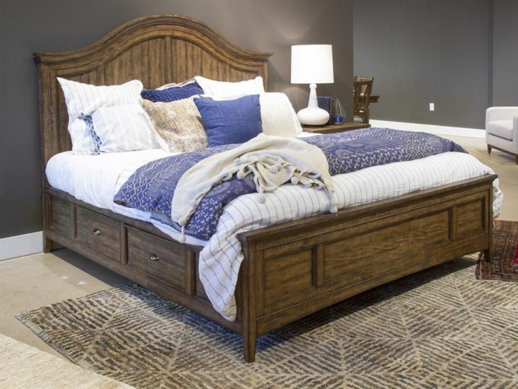 Complete Queen Arched Bed with Storage Rails