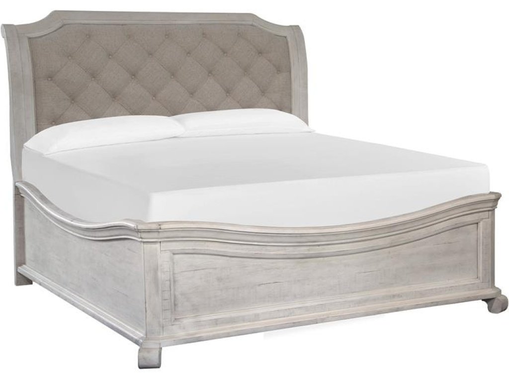 Complete Queen Sleigh Bed with Shaped Footboard