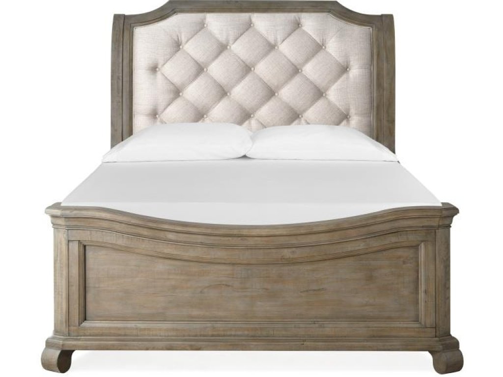 Complete Queen Sleigh Bed with Shaped Footboard