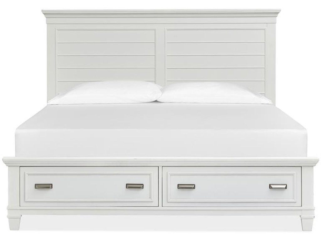 Wood Queen Panel Bed Storage Footboard - White SU