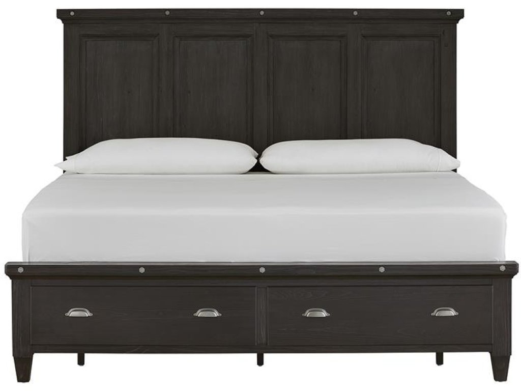 Wood Queen Panel Bed Storage Footboard SU