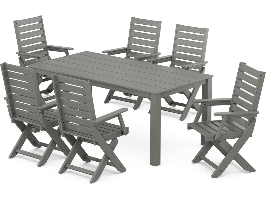 Captain Folding Chair 7-Piece Parsons Dining Set