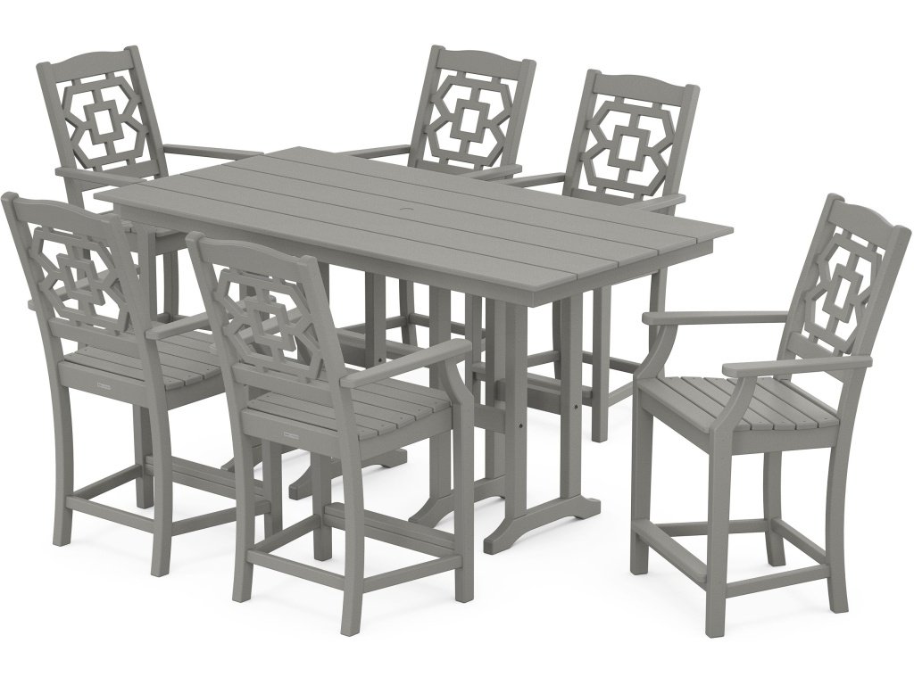 Chinoiserie Arm Chair 7-Piece Farmhouse Counter Set