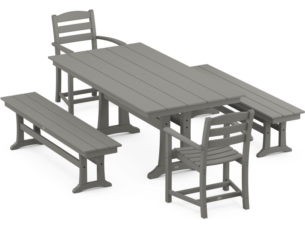 La Casa Cafe 5-Piece Farmhouse Dining Set With Trestle Legs