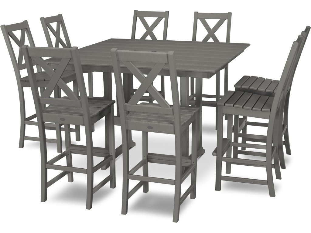 Braxton 9-Piece Farmhouse Trestle Bar Set