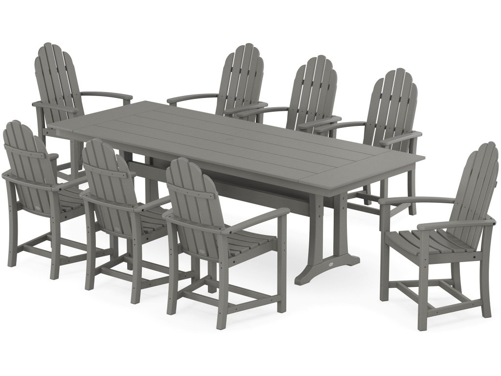 Classic Adirondack 9-Piece Farmhouse Dining Set With Trestle Legs