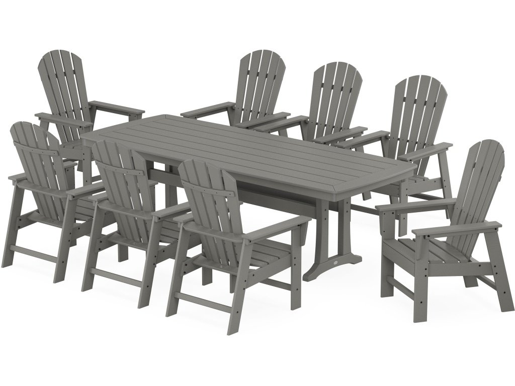 South Beach 9-Piece Dining Set With Trestle Legs