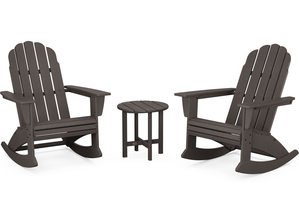 Vineyard Curveback 3-Piece Adirondack Rocking Chair Set In Vintage Finish