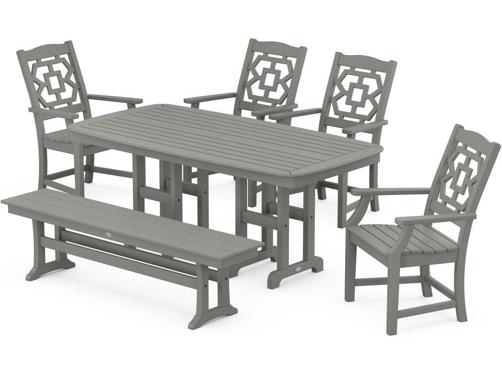 Chinoiserie 6-Piece Dining Set With Bench