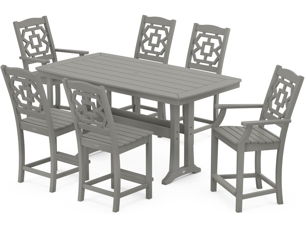 Chinoiserie 7-Piece Counter Set With Trestle Legs